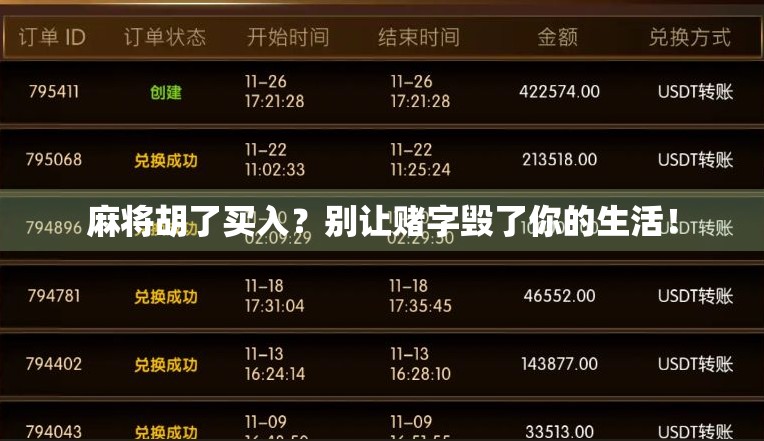 麻将胡了买入？别让赌字毁了你的生活！